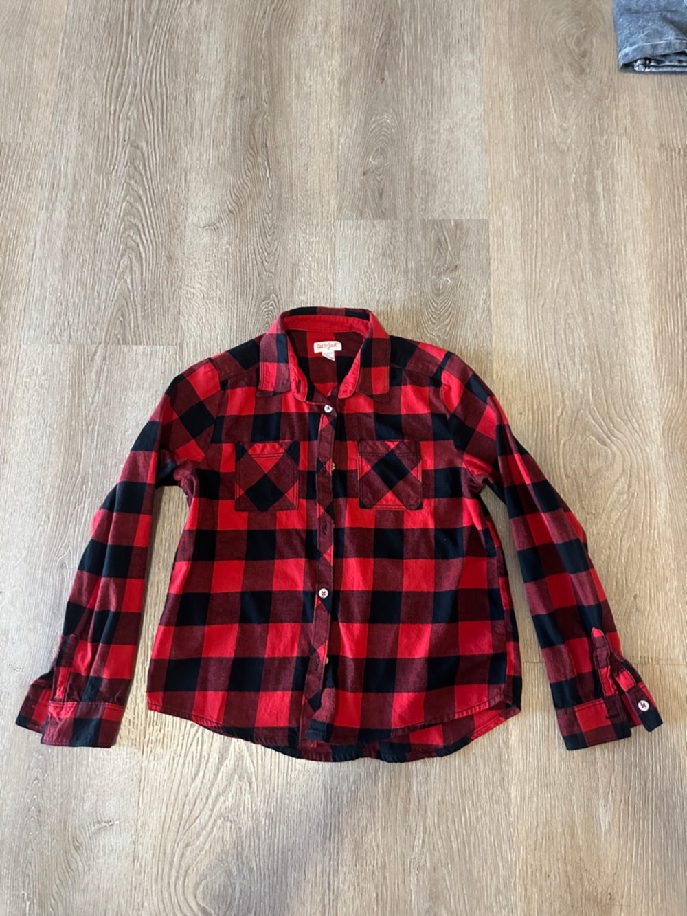 Cat & Jack Red and Black Plaid Button-Down Shirt